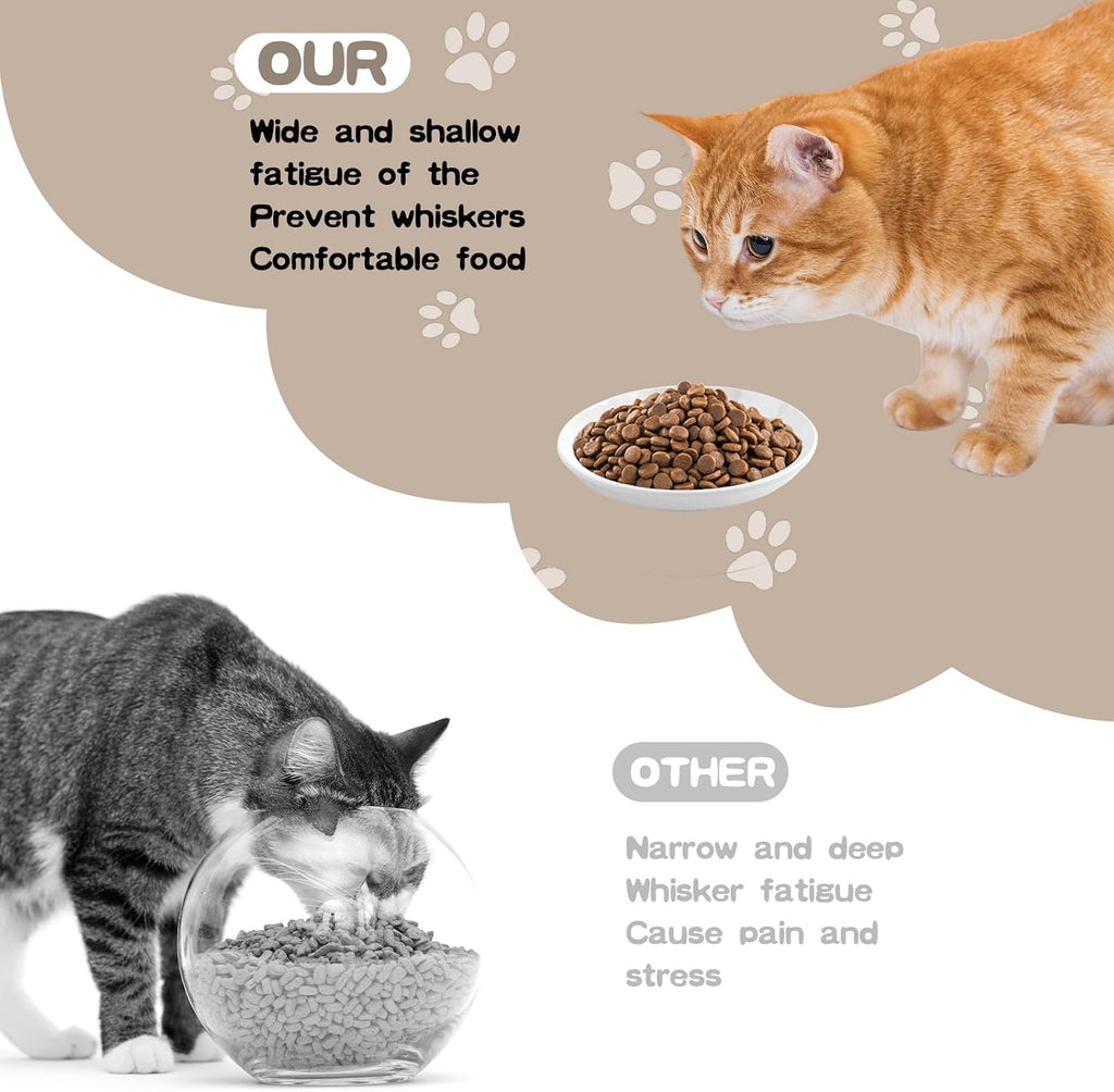 6 Pack Cat Food Bowl, Ceramic Cat Bowls, Anti Whisker Fatigue Cats Bowl Set