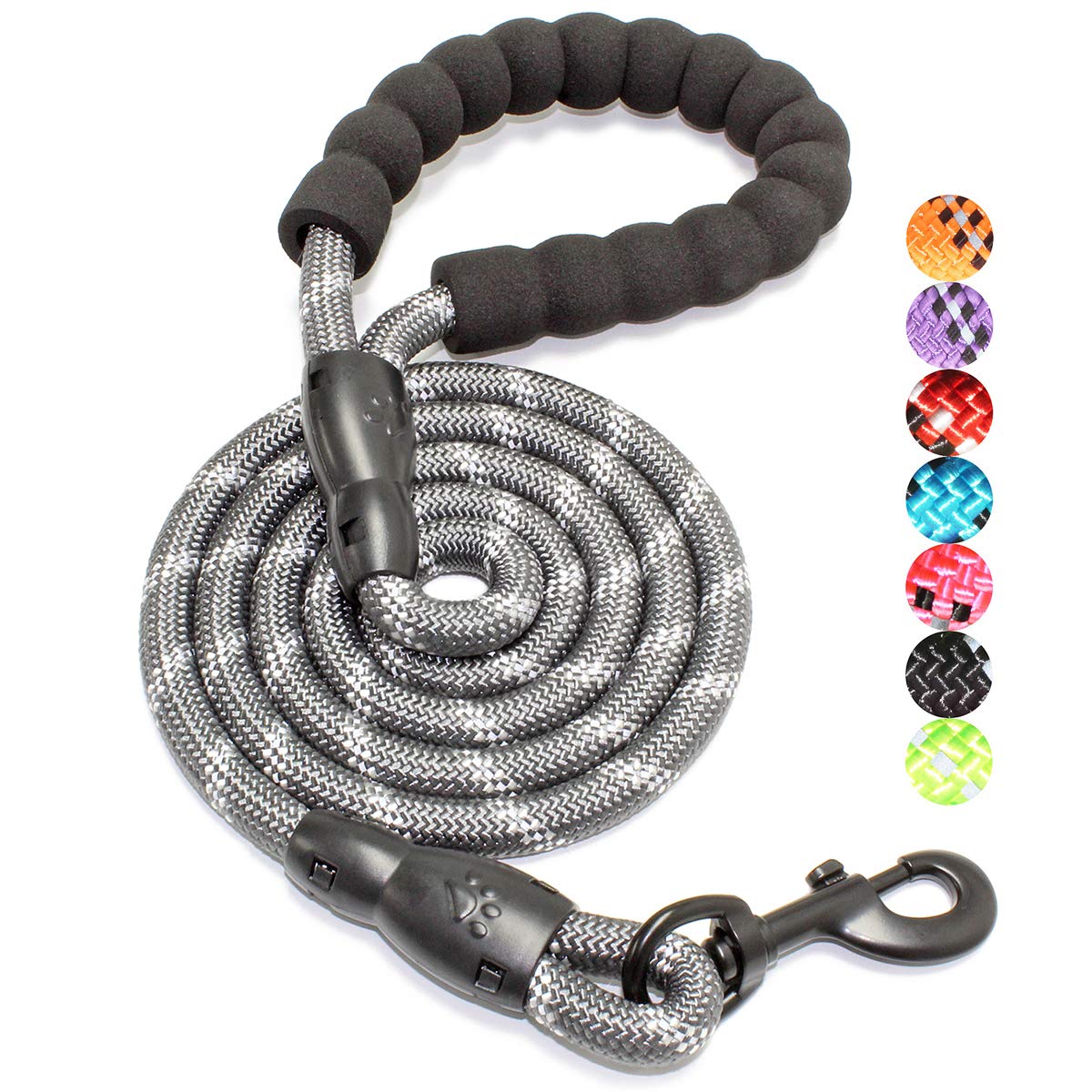 BAAPET 2/4/5/6 FT Dog Leash with Comfortable Padded Handle and Highly Reflective Threads for Small Medium and Large Dogs (5FT-1/2'', Black)