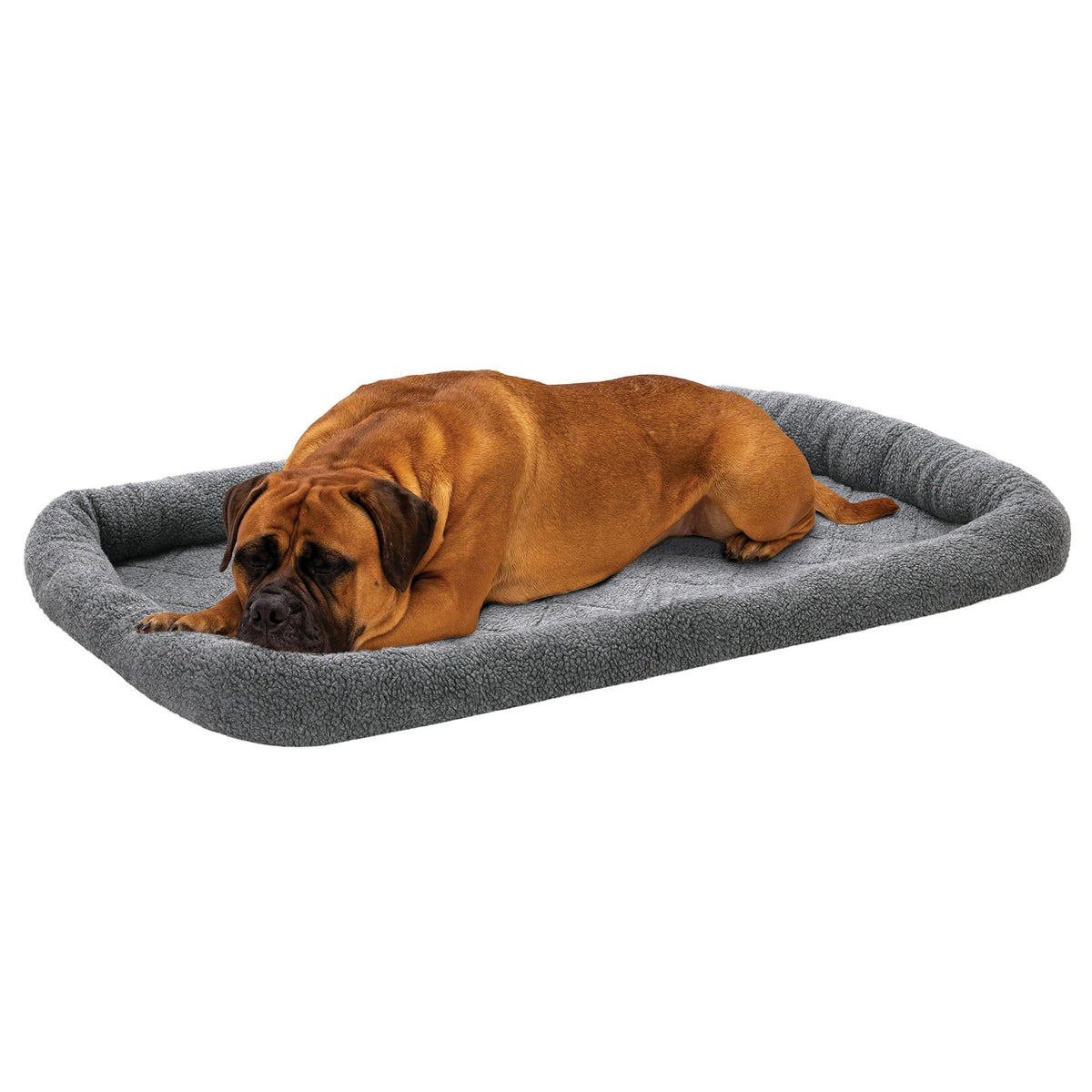 FurHaven Dog Bed for Extra Small Dogs & Cats, Bolster Crate Pad with Soft Supportive Base for Carriers & Kennels, Machine Washable, Extra Small, Sherpa Fleece, Cream