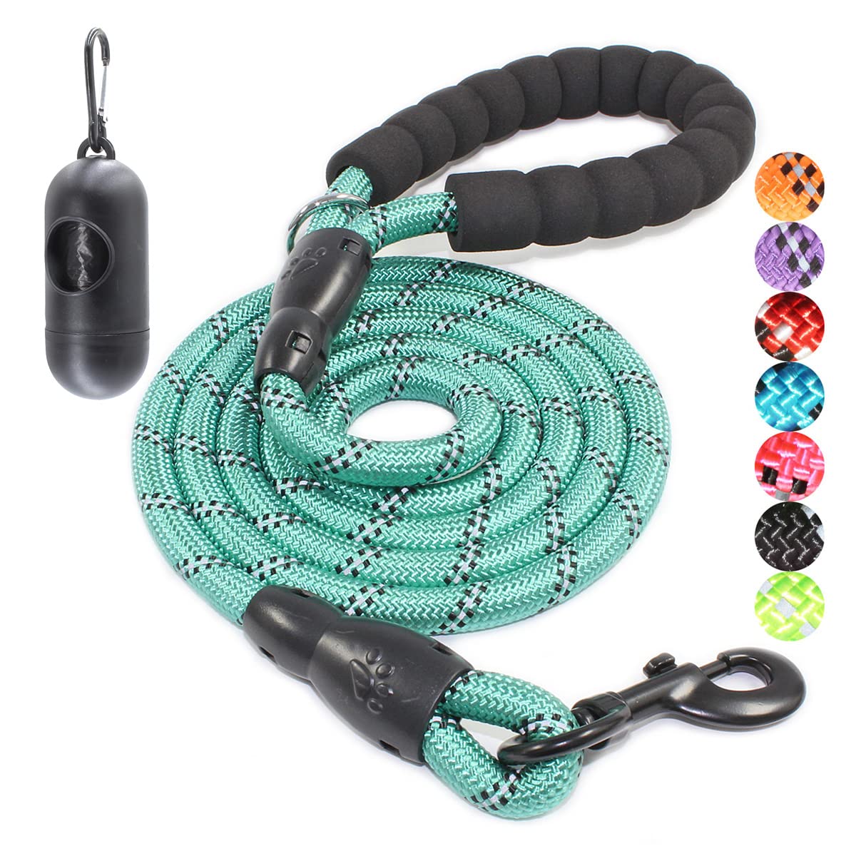 BAAPET 2/4/5/6 FT Dog Leash with Comfortable Padded Handle and Highly Reflective Threads for Small Medium and Large Dogs (5FT-1/2'', Black)
