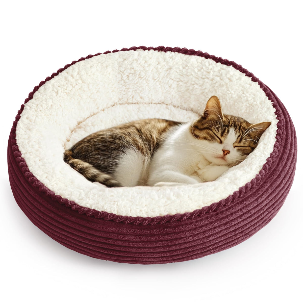 Love's cabin Round Donut Cat and Dog Cushion Bed, 20in Pet Bed for Cats or Small Dogs, Anti-Slip & Water-Resistant Bottom, Soft Durable Fabric Pet beds, Washable Luxury Cat Dog Bed Lavender Stripe