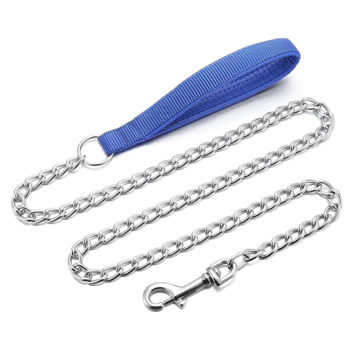 Chain Leash Metal Dog Leash Chrome Plated with Soft Padded Handle for Small Dogs.(S, Black Handle)