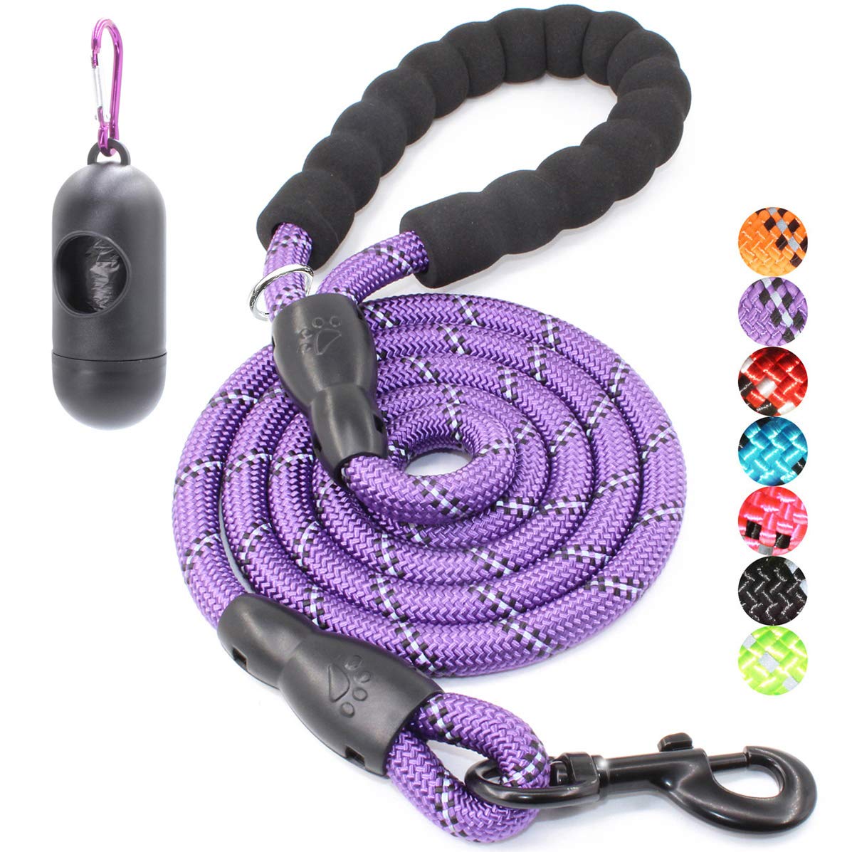 BAAPET 2/4/5/6 FT Dog Leash with Comfortable Padded Handle and Highly Reflective Threads for Small Medium and Large Dogs (5FT-1/2'', Black)
