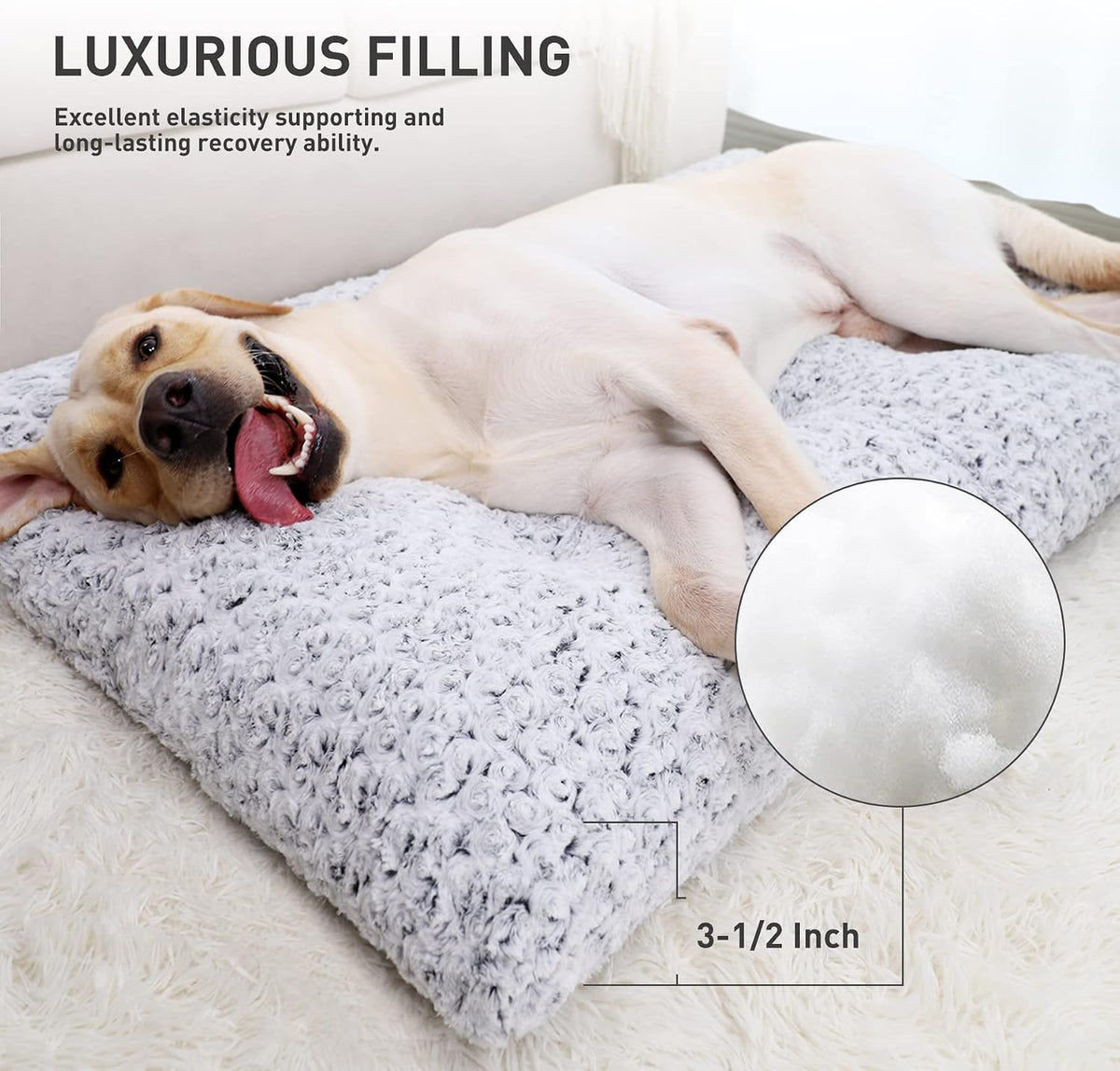 KSIIA Washable Dog Bed Medium Size Dog Crate Bed Plush Pet Mat 35"x23" Gray