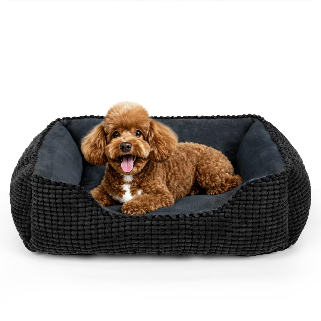 MIXJOY Dog Bed for Large Medium Small Dogs, Rectangle Washable Sleeping Puppy Bed, Soft Calming Cat Beds for Indoor Cats, Orthopedic Pet Sofa Bed, Anti-Slip Bottom with Multiple Size (20'', Grey)