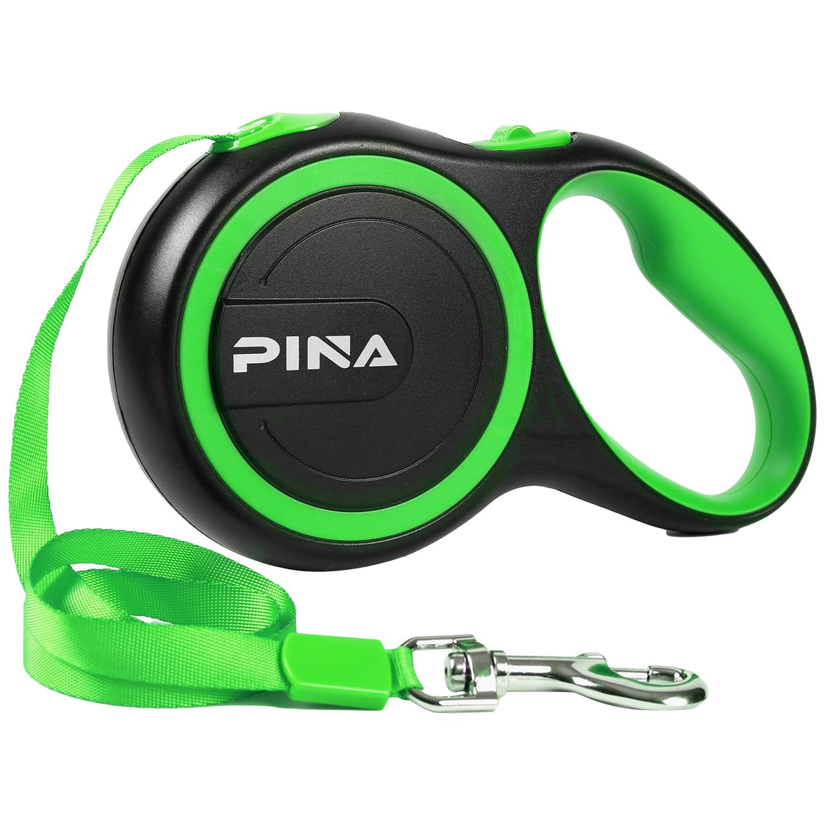 PINA Retractable Dog Leash, 26ft Dog Leash for Small Medium Large Dogs Up to 110lbs, 360° Tangle-Free Strong Reflective Nylon Tape, with Anti-Slip Handle, One-Handed Brake, Lock - Black Blue