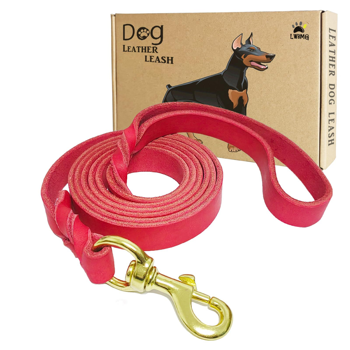 LWBMG Leather Dog Leash 6ft x 3/4 inch, Heavy Duty Genuine Leather Braided Dog Training Leash, Soft and Strong Pet Lead for Large, Medium, Small Dogs