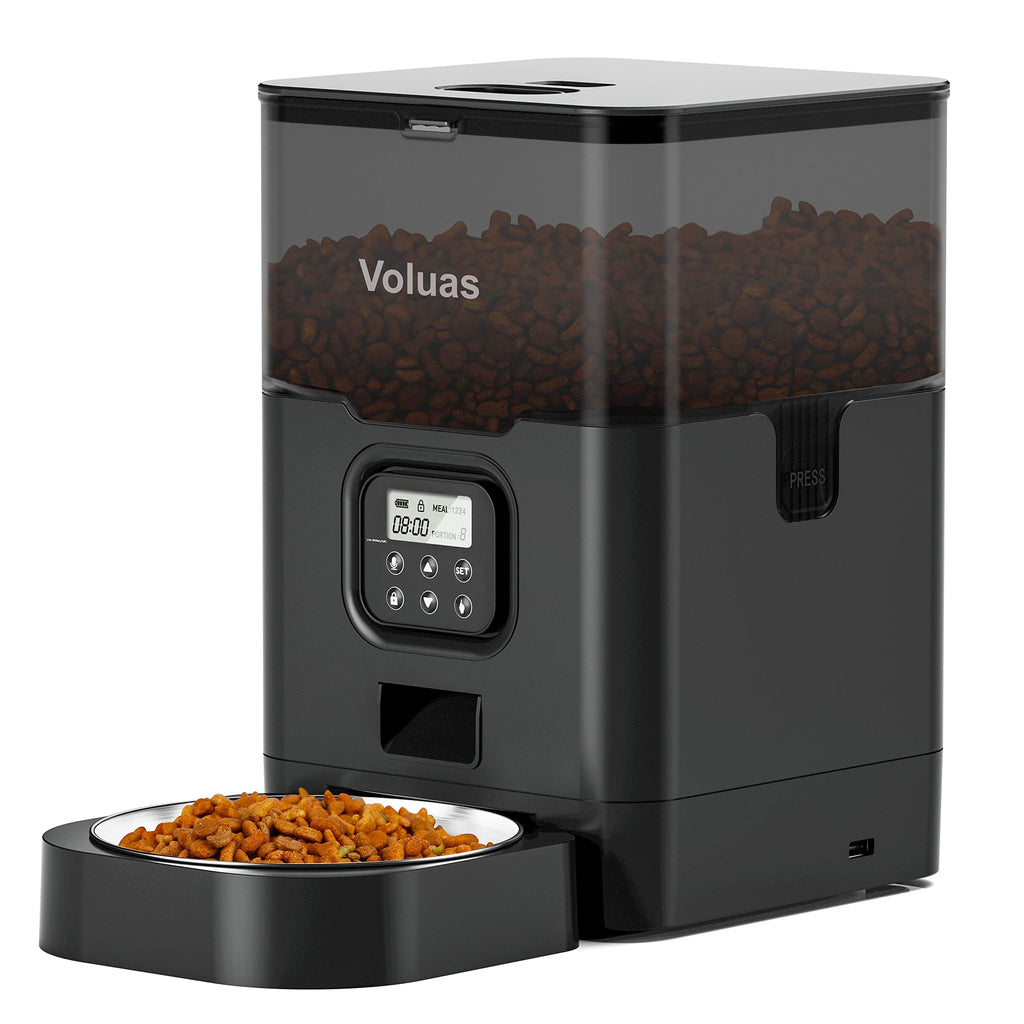 VOLUAS Automatic Cat Feeder, 4L Timed Dry Food Dispenser for Cats & Dogs