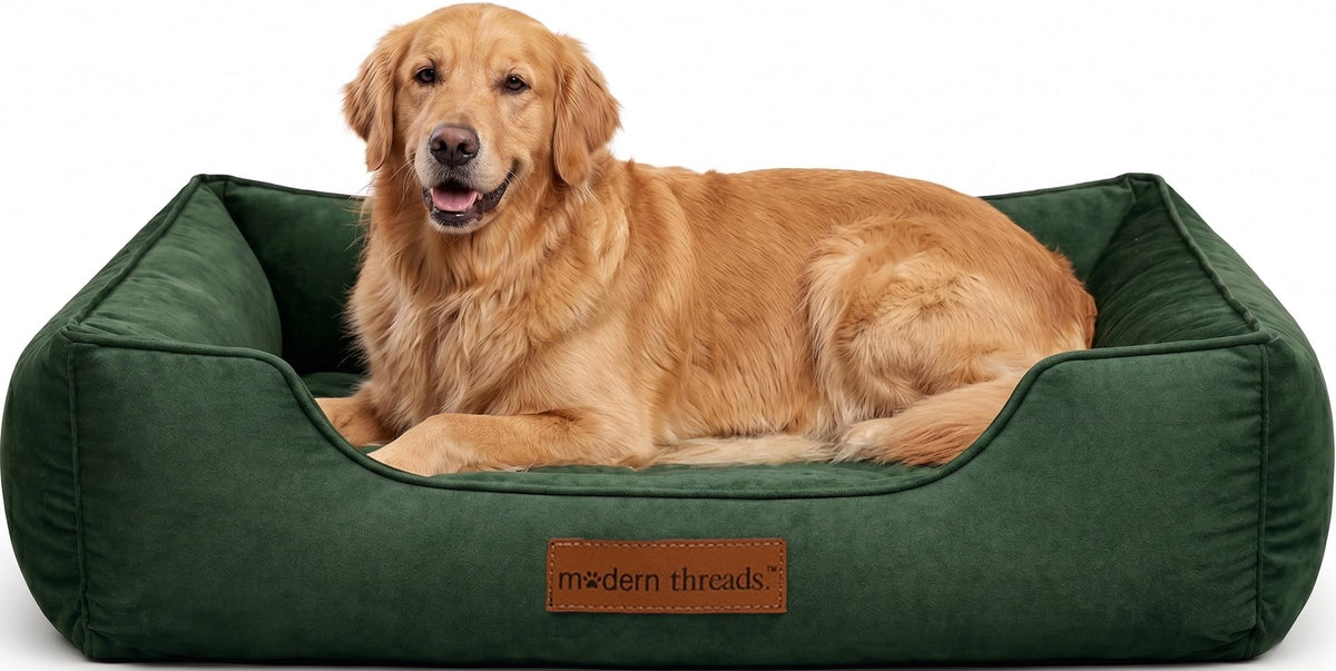 Modern Threads Luxury Dog Bed - Comfortable Tufted Velvet Cushion for Small to Large Dogs - Machine Washable - Durable & Cute Sleep Space for Pets - Pamper Your Pet with Cozy Beds - Rosewood