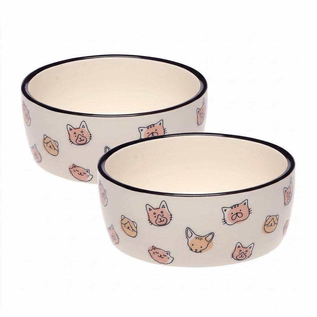 Pearhead Ceramic Cat Bowl, Holds 12 oz, Cute Cat Face Design