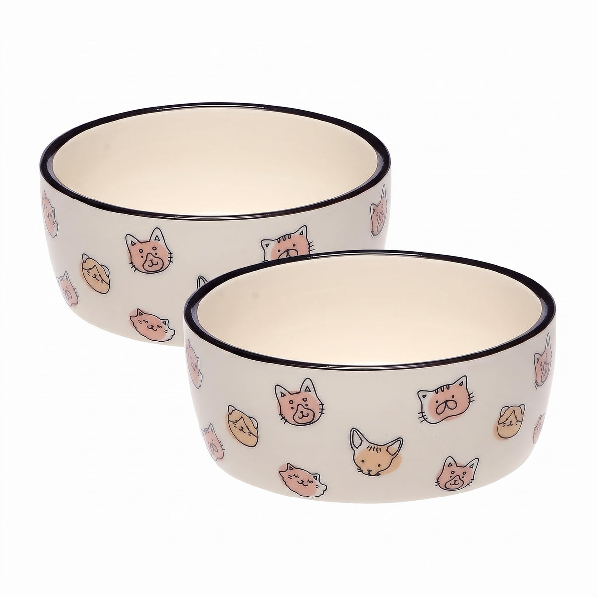 Pearhead Ceramic Cat Bowl, Holds 12 oz, Cute Cat Face Design