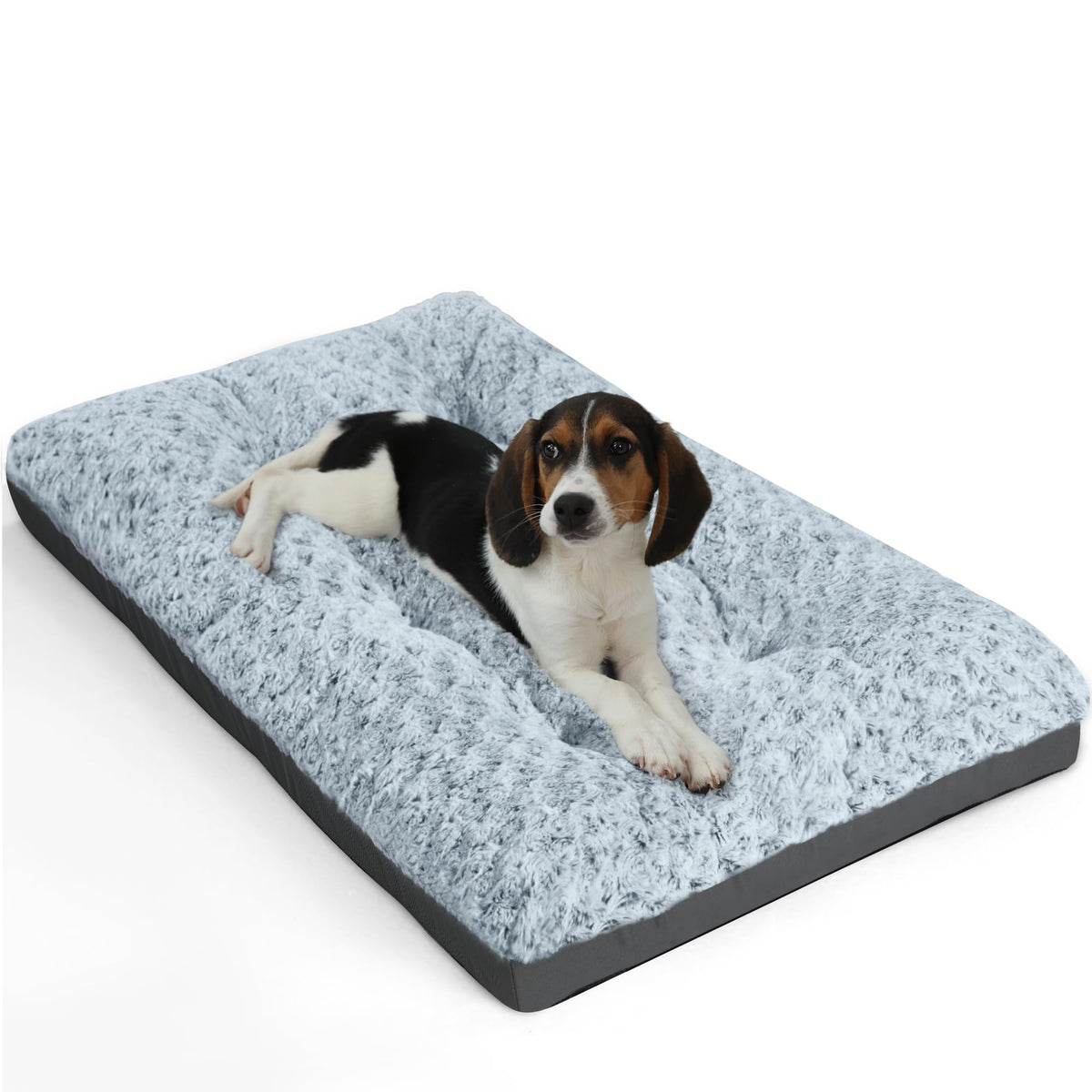 POCBLUE Deluxe Washable Dog Bed for Large Dogs Dog Crate Mat 35 Inch Comfy Fluffy Kennel Pad Anti-Slip for Dogs Up to 60 lbs, 35" x 23", Grey