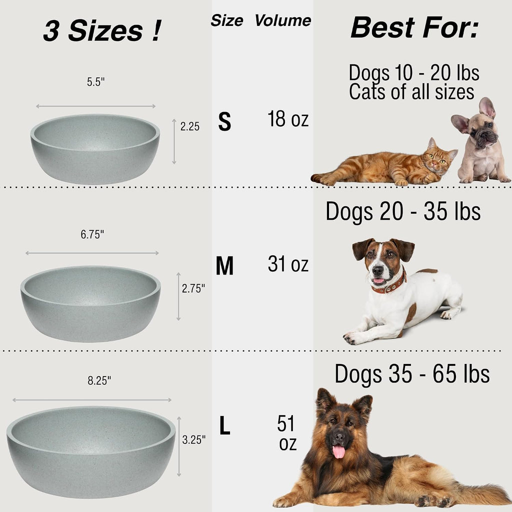 Loving Pets - Dolce Bamboo - Eco-Friendly Pet Bowls & Dishes for Dog, Cats, Puppy Food and Water Bowl -Sustainable and Dishwasher Safe, Made with Real Bamboo (Small, Slate-Grey)