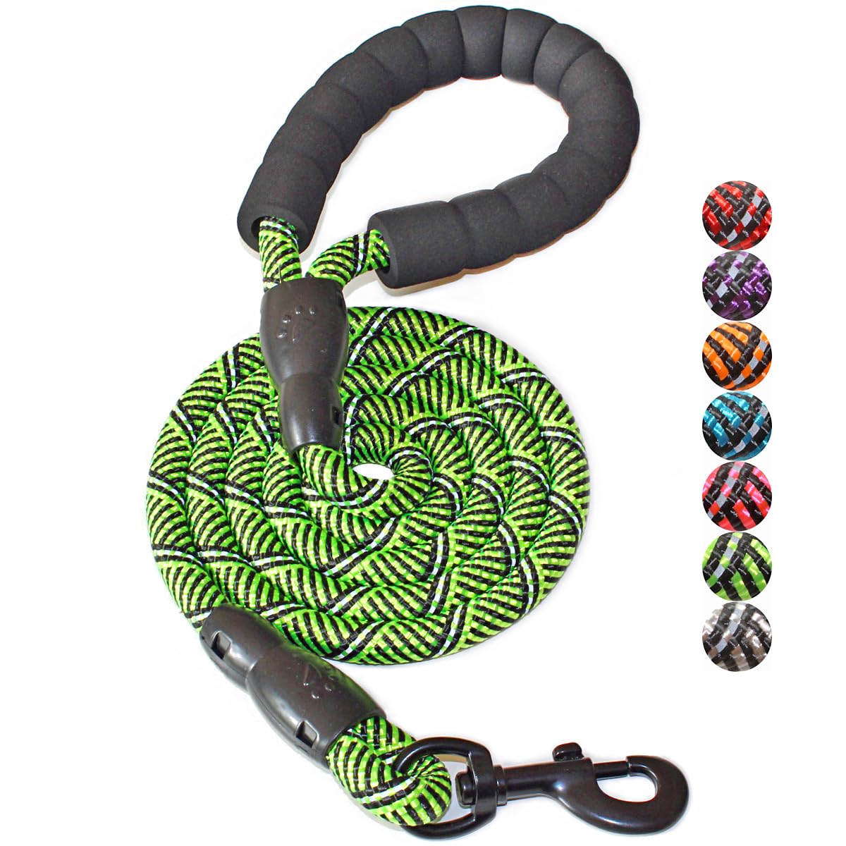 BAAPET 2/4/5/6 FT Dog Leash with Comfortable Padded Handle and Highly Reflective Threads for Small Medium and Large Dogs (5FT-1/2'', Black)