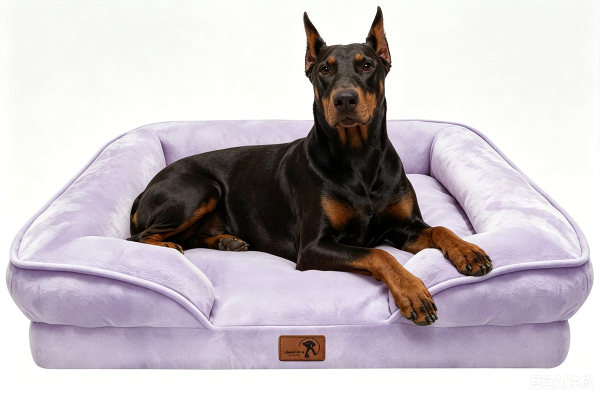 Spotted Play Orthopedic Dog Bed with Sides - Dog Sofa Beds for Medium Dogs, Supportive Foam Pet Couch Bed with Washable Removable Cover, Waterproof Lining and Non-Slip Bottom, Grey - M