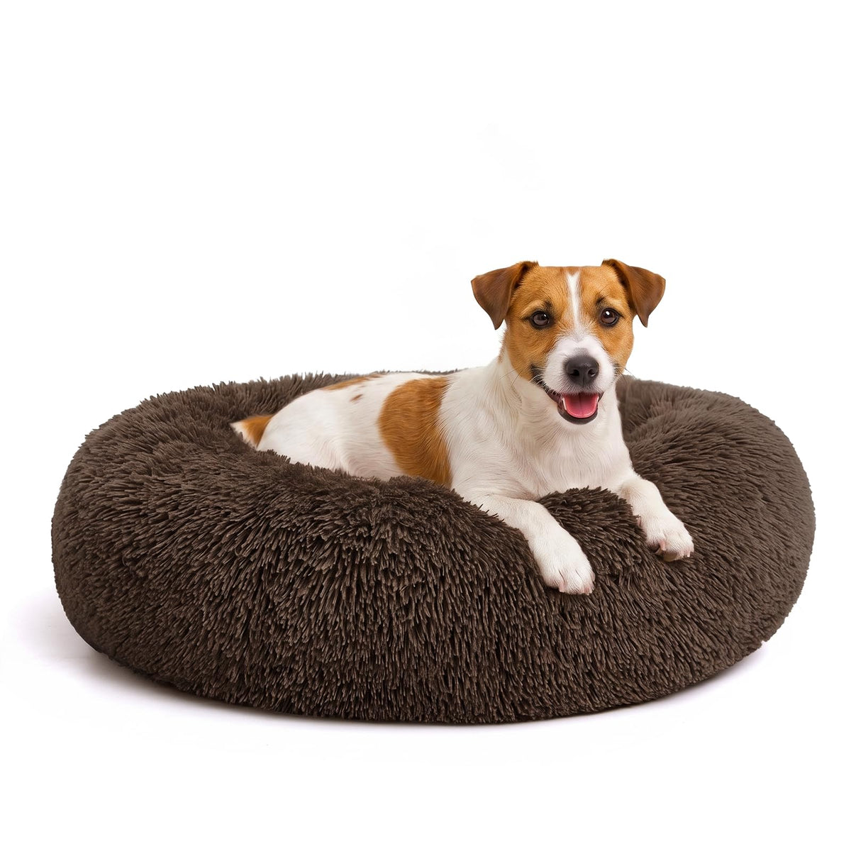 MIXJOY Orthopedic Dog Bed Comfortable Donut Cuddler Round Pet Beds Ultra Soft Washable Dog and Cat Cushion (20''/23''/30'') (23'', Brown)