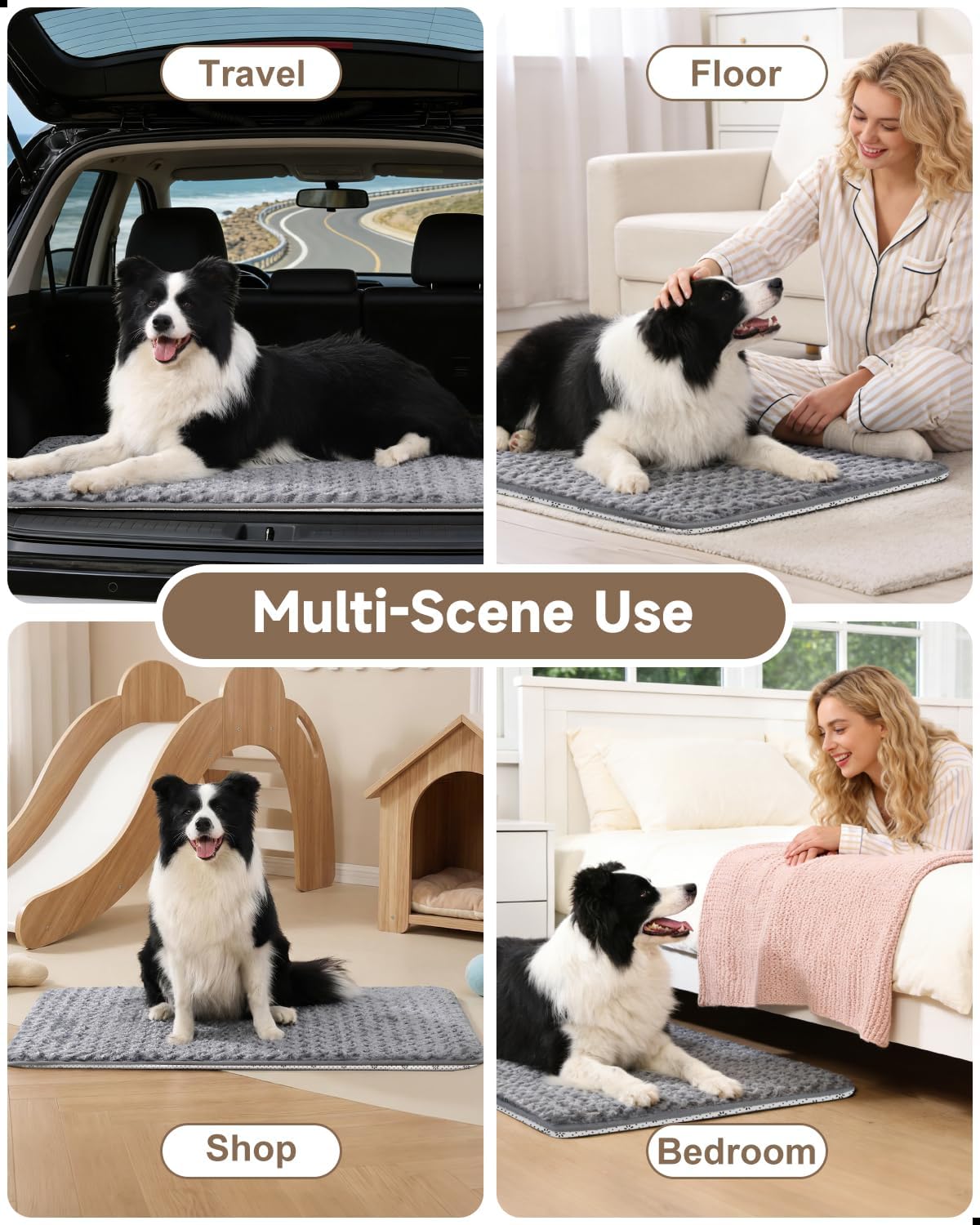 XL Dog Bed for Crate Pad, High Resilience Foam Mat Bed, 41x27, Dark Grey