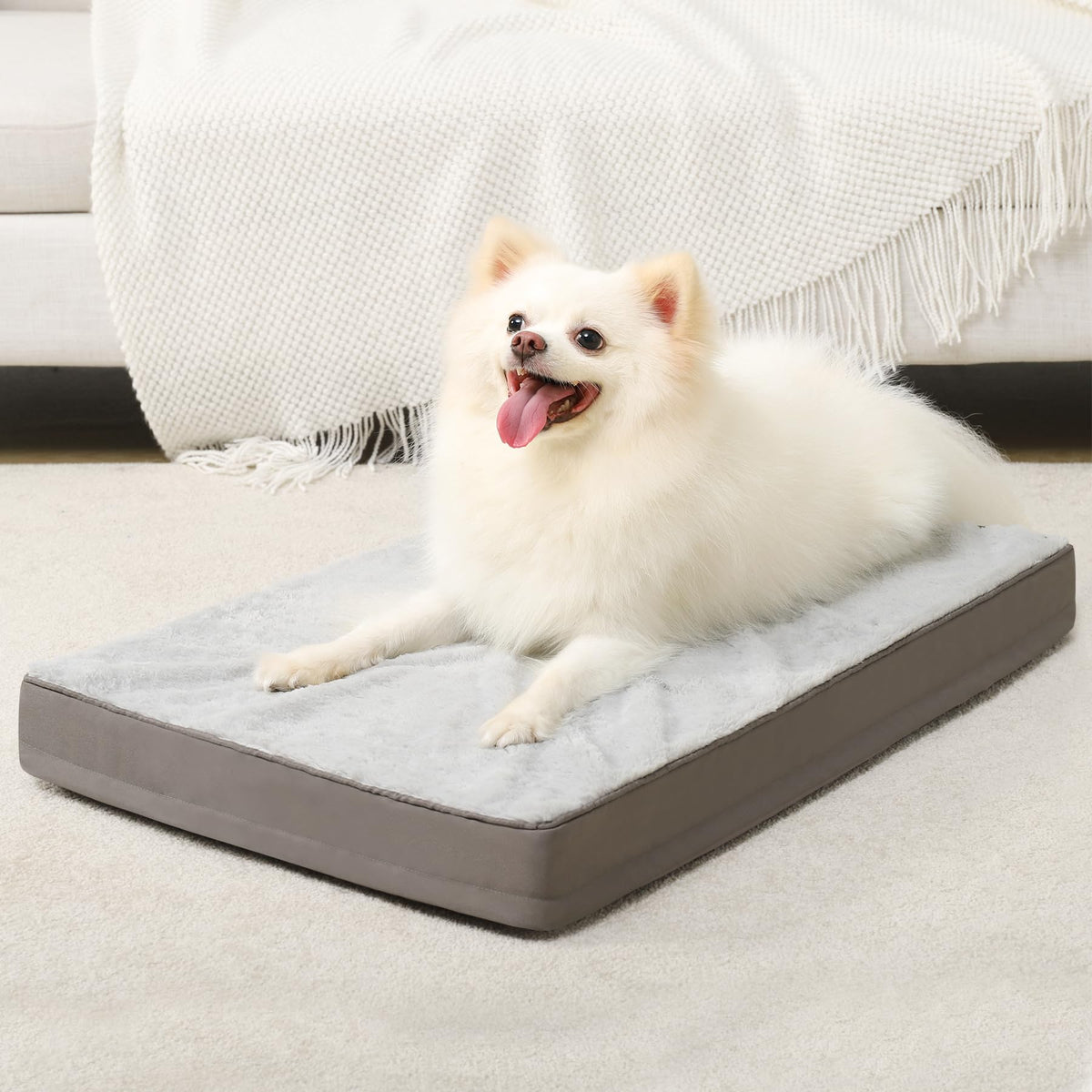 KSIIA Orthopedic Dog Bed for Large Dogs with Waterproof Lining, Grey, 35x22