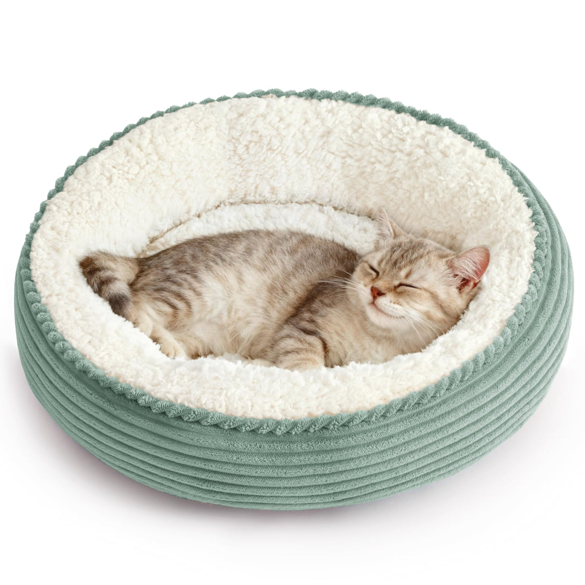 Love's cabin Round Donut Cat and Dog Cushion Bed, 20in Pet Bed for Cats or Small Dogs, Anti-Slip & Water-Resistant Bottom, Soft Durable Fabric Pet beds, Washable Luxury Cat Dog Bed Lavender Stripe
