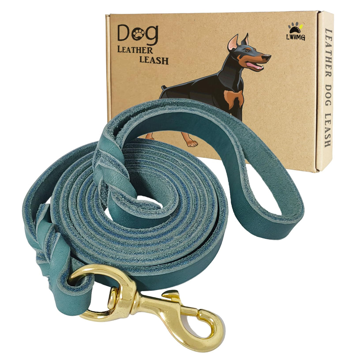 LWBMG Leather Dog Leash 6ft x 3/4 inch, Heavy Duty Genuine Leather Braided Dog Training Leash, Soft and Strong Pet Lead for Large, Medium, Small Dogs