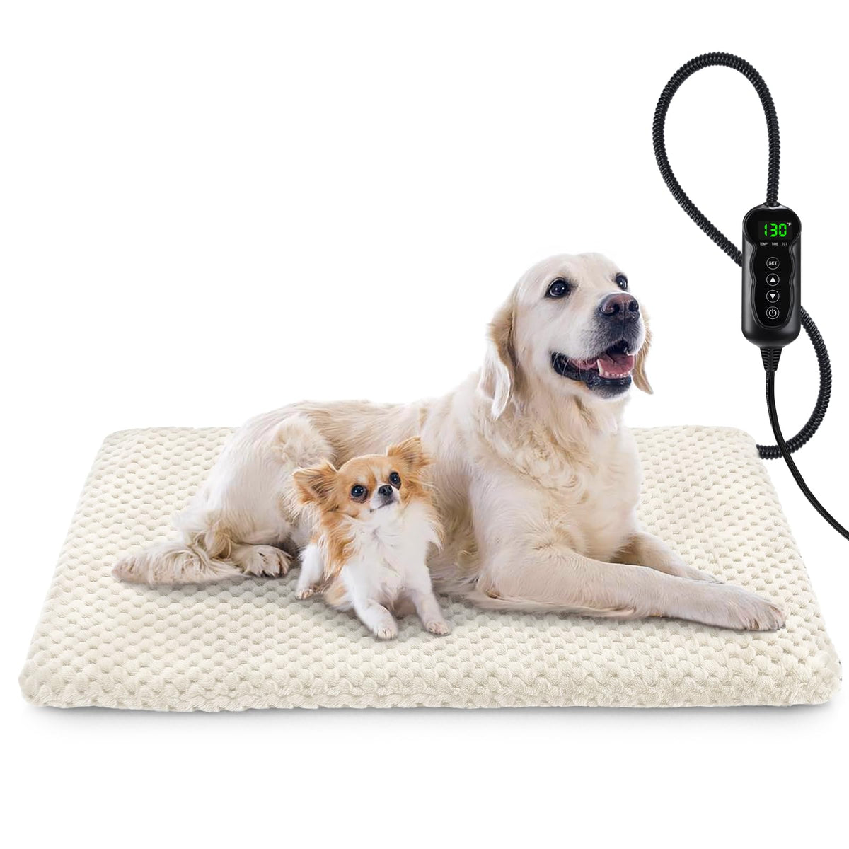 INVENHO Heated Cat Bed, Waterproof Adjustable Temperature Dog Cat Heating Pad with Timer, Indoor Pet Heating Pad for Cats Dogs Electric Pads for Dogs Cats, Pet Heated Pad (S: 18" x 16")