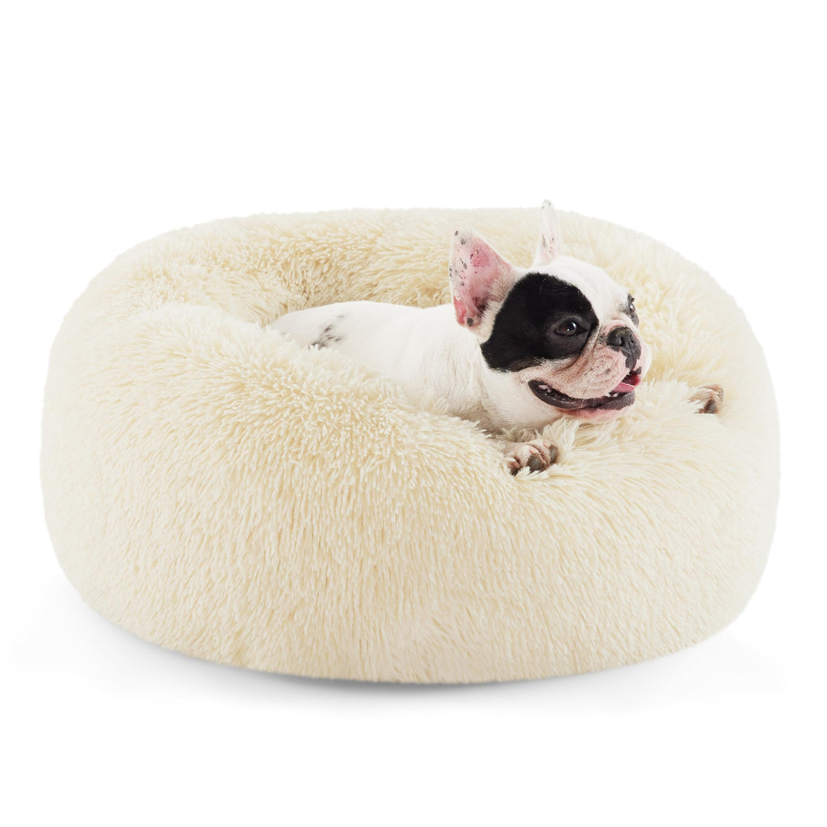 Bedsure Calming Cat Beds Donut Round Washable Kitten Bed,20 inches Camel