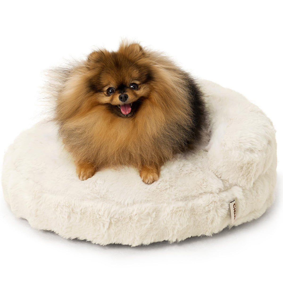 EHEYCIGA Dog Bed Medium Size Dog, Fluffy Small Dog Couch with Removable Washable Cover, Bolster Pet Sofa, Waterproof and Non-Slip, 30" x 30"x 8.5", Cream