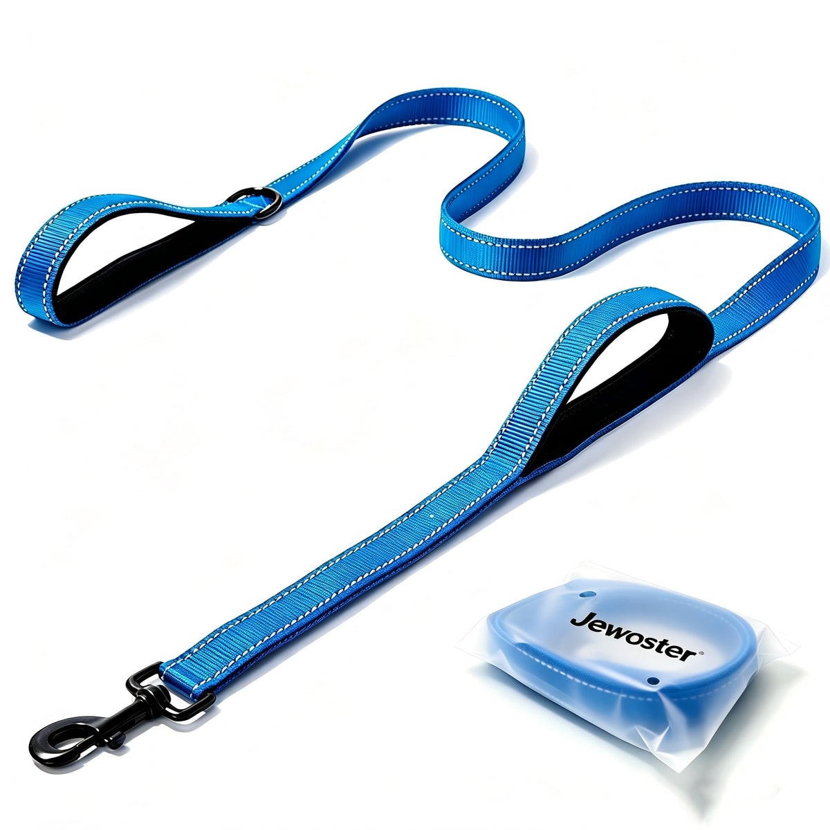 Heavy Duty Dog Leash - 2 Handles by Padded Traffic Handle for Extra Control, 6foot Long - Perfect for Medium to Large Dogs (6 ft, Black)