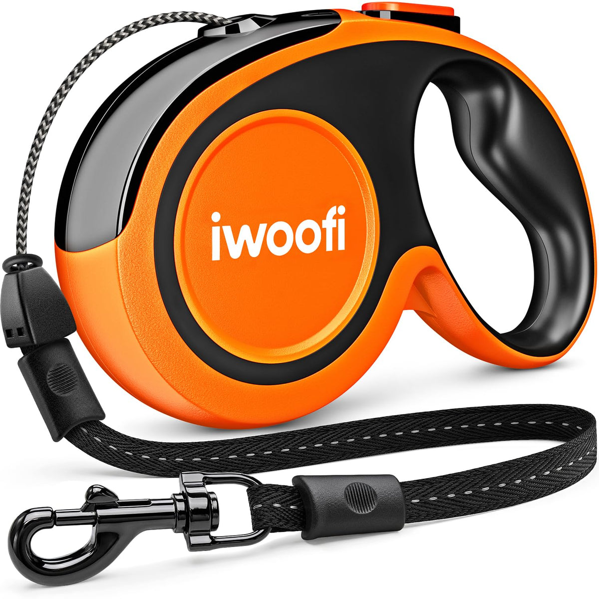 22.6 FT Retractable Dog Leash for Dogs 5-110 lbs–Reflective Leash with Reinforced Tape & Strong Cord–Quick Lock Button–360° Swivel System–Stainless Steel Spring–Comfortable Anti-Slip Handle BK