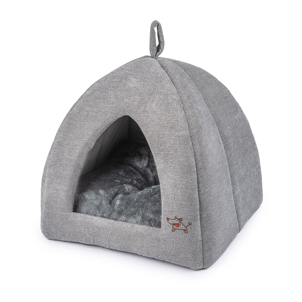 Best Pet Supplies Cat Bed for Indoor Cat, Domed Tent House with Removable Pillow, Covered Cat Cave for Small Dog, Puppies and All Breeds of Cats - Silver w/ Bones, 16 x 16 x H:14"
