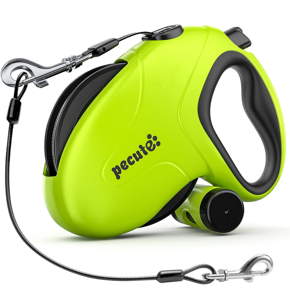 Pecute 32ft Retractable Dog Leash with Reflective Strips, 360° Tangle-Free, One-Button Control & Sturdiness Nylon Material, Long Leash Retractable with Poop Bag Holder for Medium Large Dog