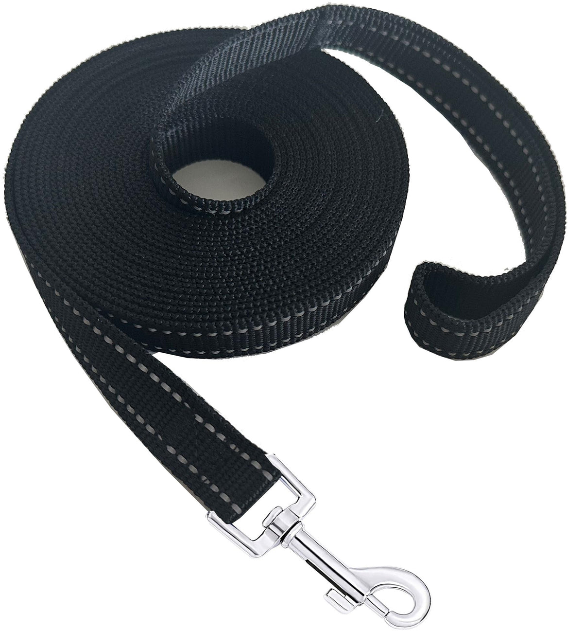 Nylon Training Dog Leash for Small Medium Large Dogs, 15ft 20ft 30ft 50ft Long Puppy Lead for Obedience Recall Training, Camping (20ft, Black)