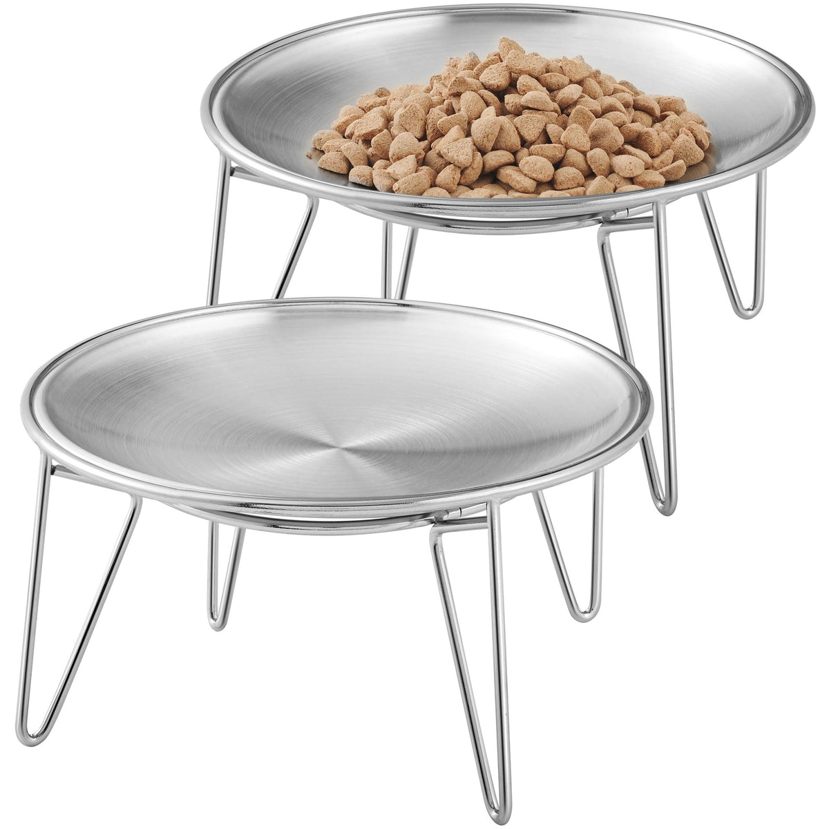 Elevated Cat Bowls, Wide Stainless Steel Cat Food Bowls with Metal Stand Whisker Stress-Free, Raised Food and Water Dish for Cats, Kitten, Puppies and Small Dogs