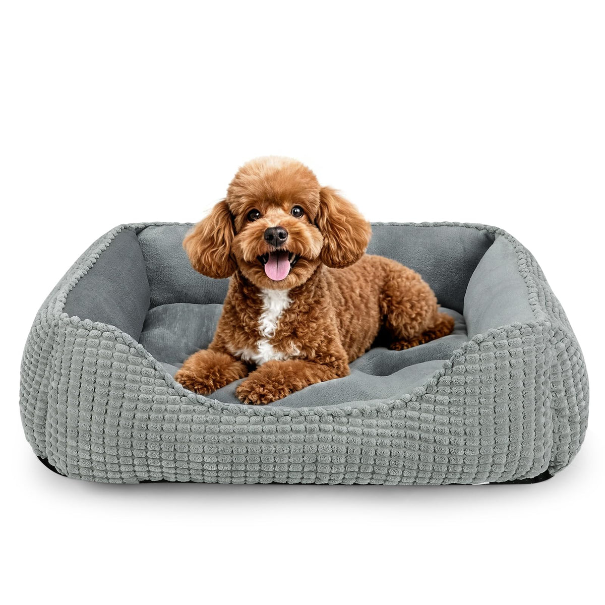 MIXJOY Dog Bed for Large Medium Small Dogs, Rectangle Washable Sleeping Puppy Bed, Soft Calming Cat Beds for Indoor Cats, Orthopedic Pet Sofa Bed, Anti-Slip Bottom with Multiple Size (20'', Grey)
