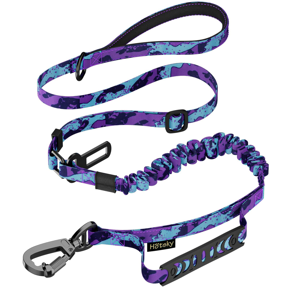 Hotsky Tactical Bungee Shock Absorbing No Pull Dog Leash,Purple Camo,4-6FT