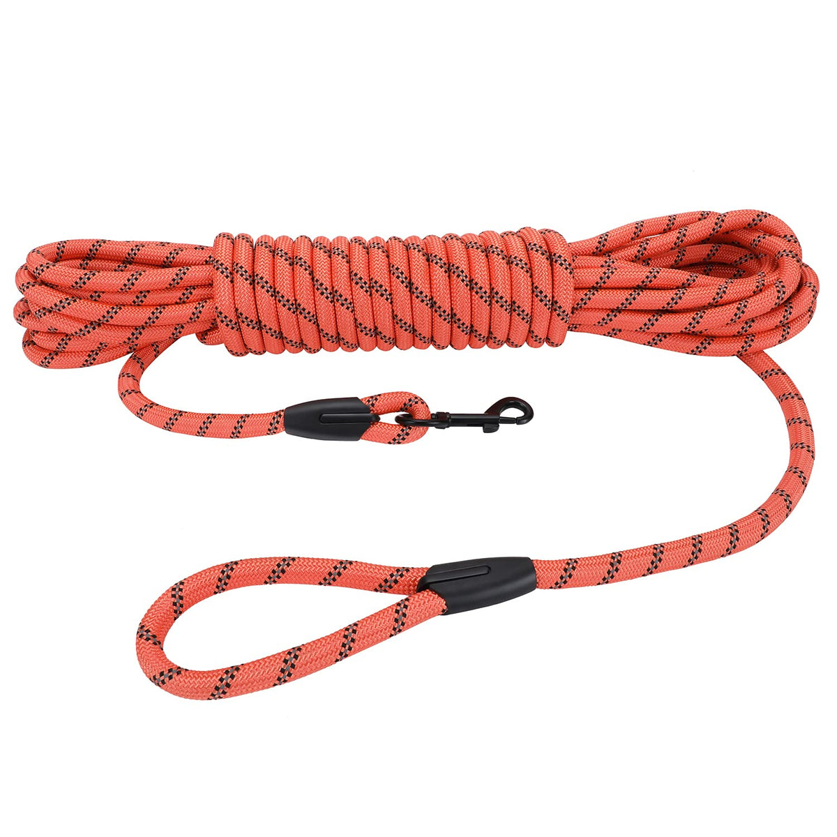 Hi Kiss Dog/Puppy Obedience Recall Agility Lead - 15ft 20ft 30ft 50ft 100ft Leash - Great for Training, Play, Camping, or Backyard - Orange 20ft