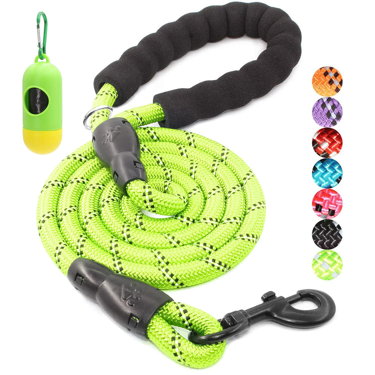 BAAPET 2/4/5/6 FT Dog Leash with Comfortable Padded Handle and Highly Reflective Threads for Small Medium and Large Dogs (5FT-1/2'', Black)