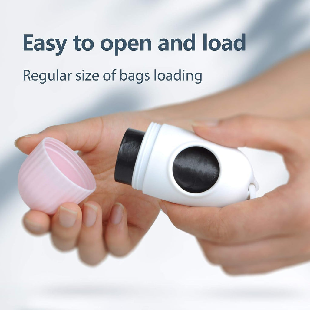 Fida Retractable Dog Leash with Dispenser and Poop Bags, 16ft, White & Pink