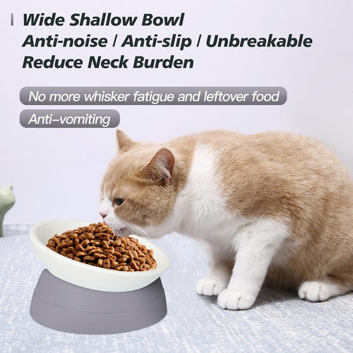 17 oz Raised Cat Food Bowls, Adjustable-Angle Pet Bowls, Easy Cleaning Cat Wet Food Dishes with Non Slip Base, Whisker Friendly Kitten Food Bowl