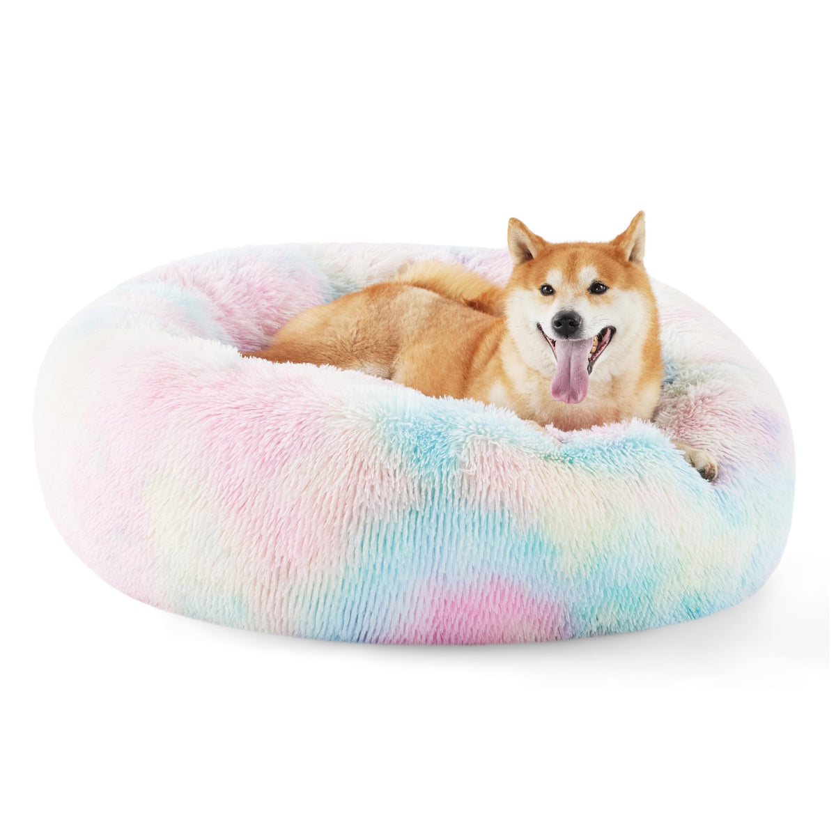 Bedsure Calming Small Dog Bed Donut Washable Cat＆Puppy Bed,23 inches Camel