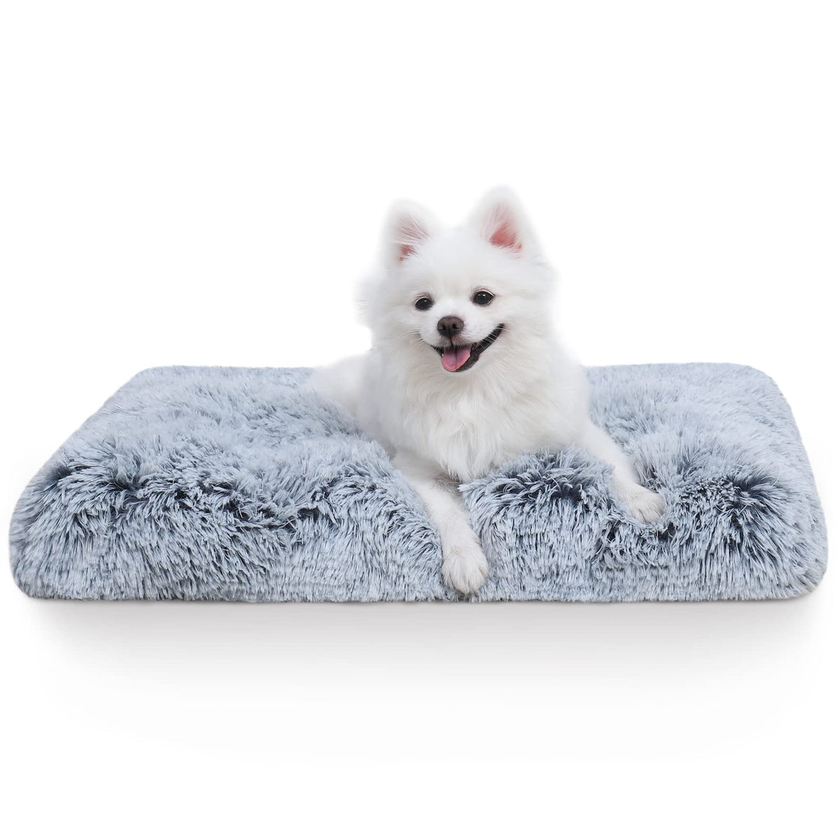 Large Dog Bed Crate Pad 35", Washable Soft Plush Pet Mats for Sleeping Grey