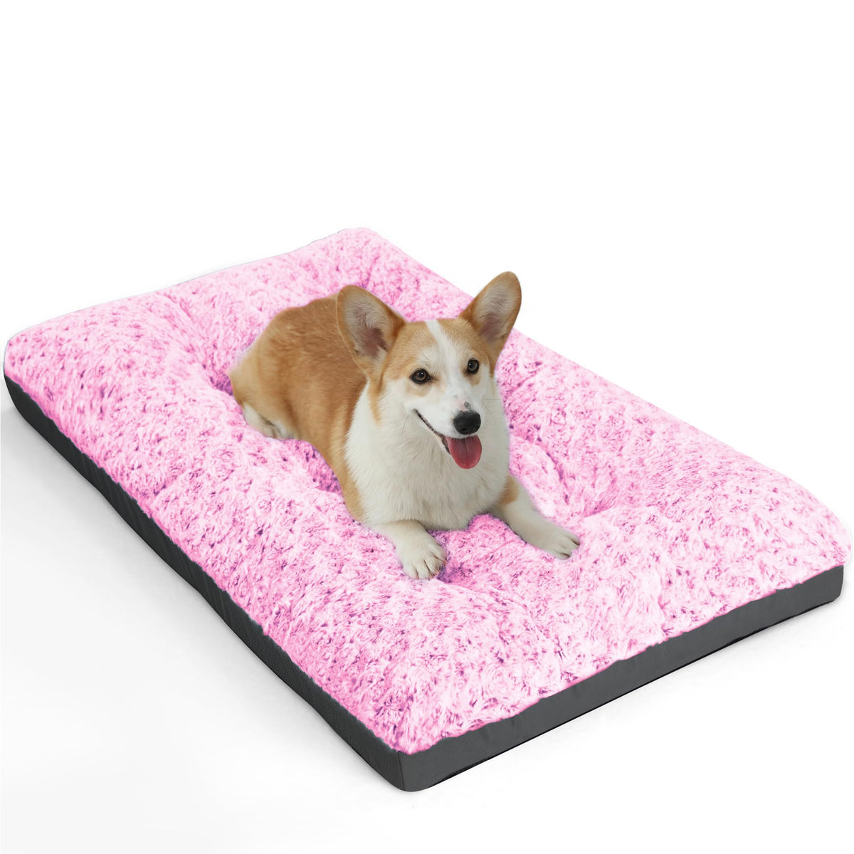 POCBLUE Deluxe Washable Dog Bed for Large Dogs Dog Crate Mat 35 Inch Comfy Fluffy Kennel Pad Anti-Slip for Dogs Up to 60 lbs, 35" x 23", Grey