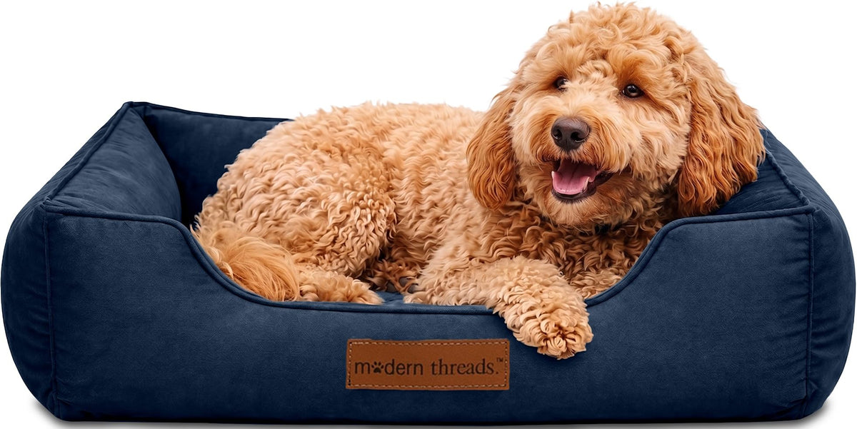 Modern Threads Luxury Dog Bed - Comfortable Tufted Velvet Cushion for Small to Large Dogs - Machine Washable - Durable & Cute Sleep Space for Pets - Pamper Your Pet with Cozy Beds - Rosewood