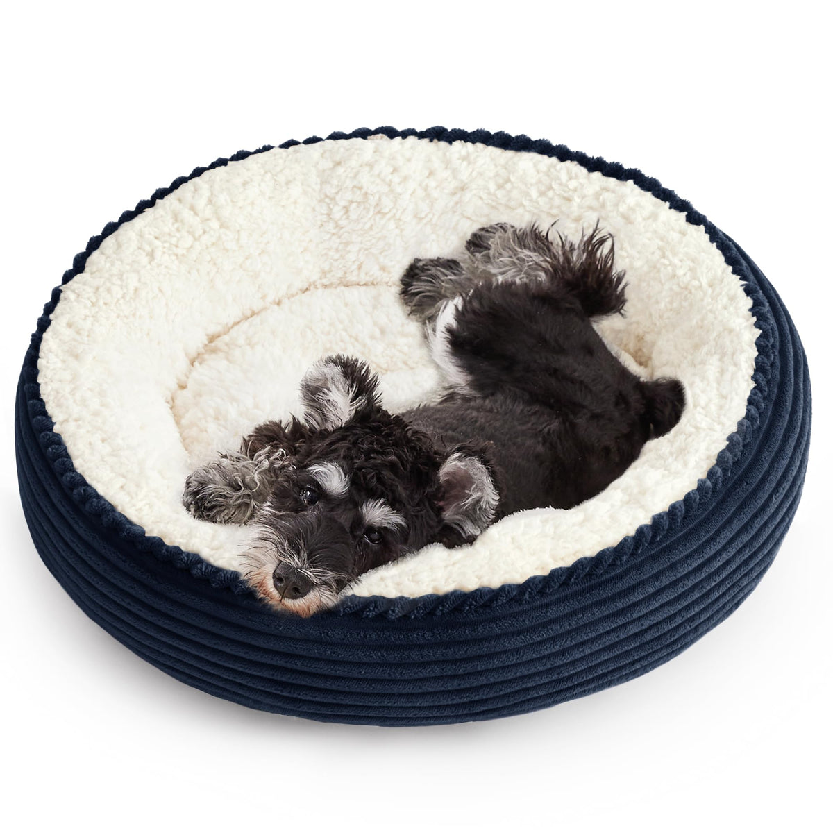 Love's cabin Round Donut Cat and Dog Cushion Bed, 20in Pet Bed for Cats or Small Dogs, Anti-Slip & Water-Resistant Bottom, Soft Durable Fabric Pet beds, Washable Luxury Cat Dog Bed Lavender Stripe