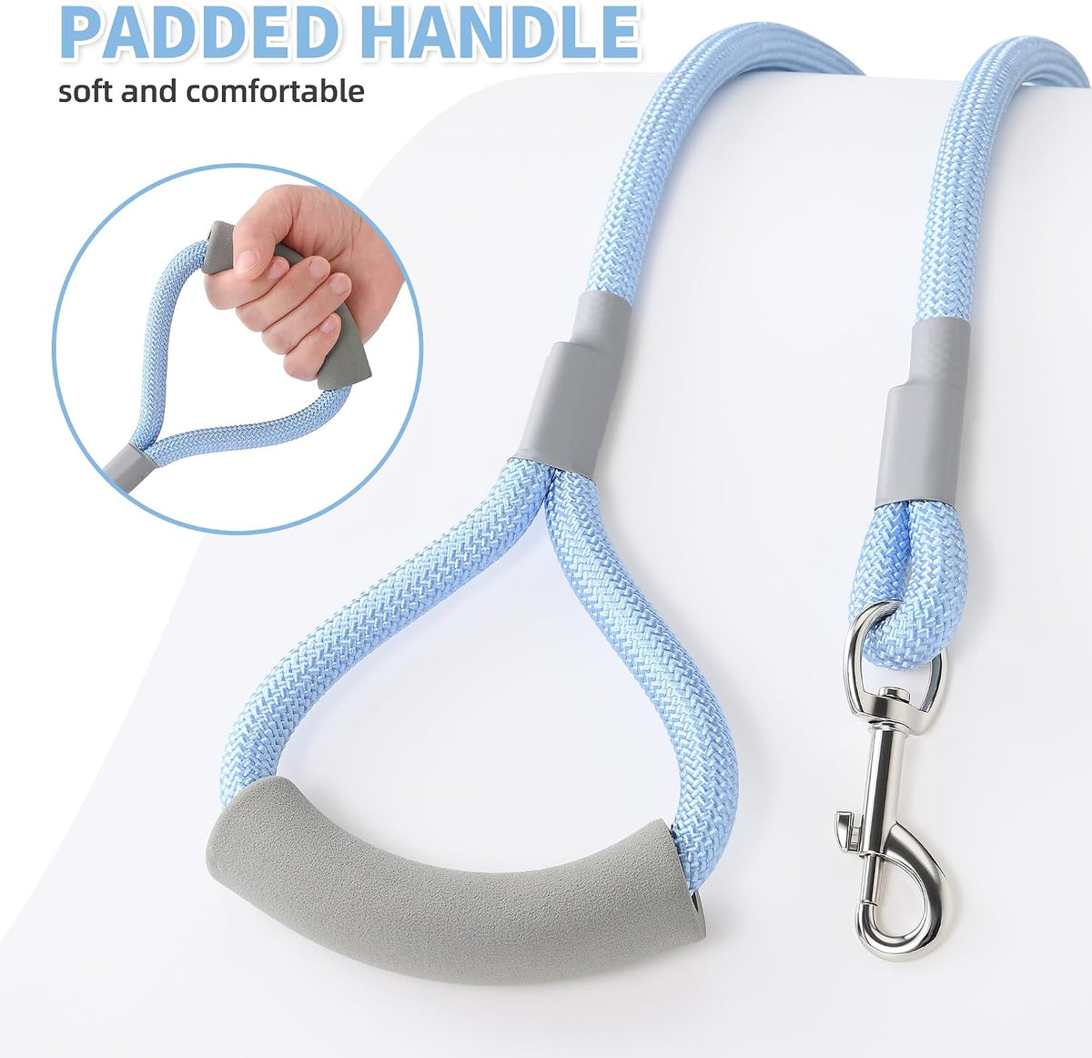 Mile High Life Dog Leash, 6FT x 1/2IN Blue, with Padded Handle