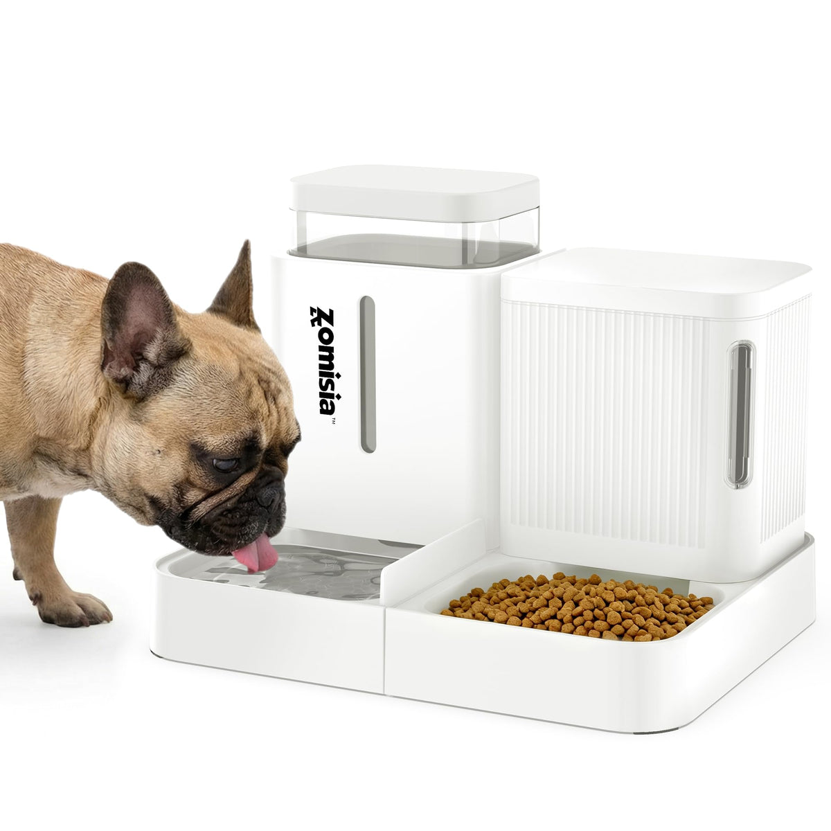 ZOMISIA Automatic Cat Feeder, Gravity Cat Food Dispenser, 0.8Gal x 2, Black