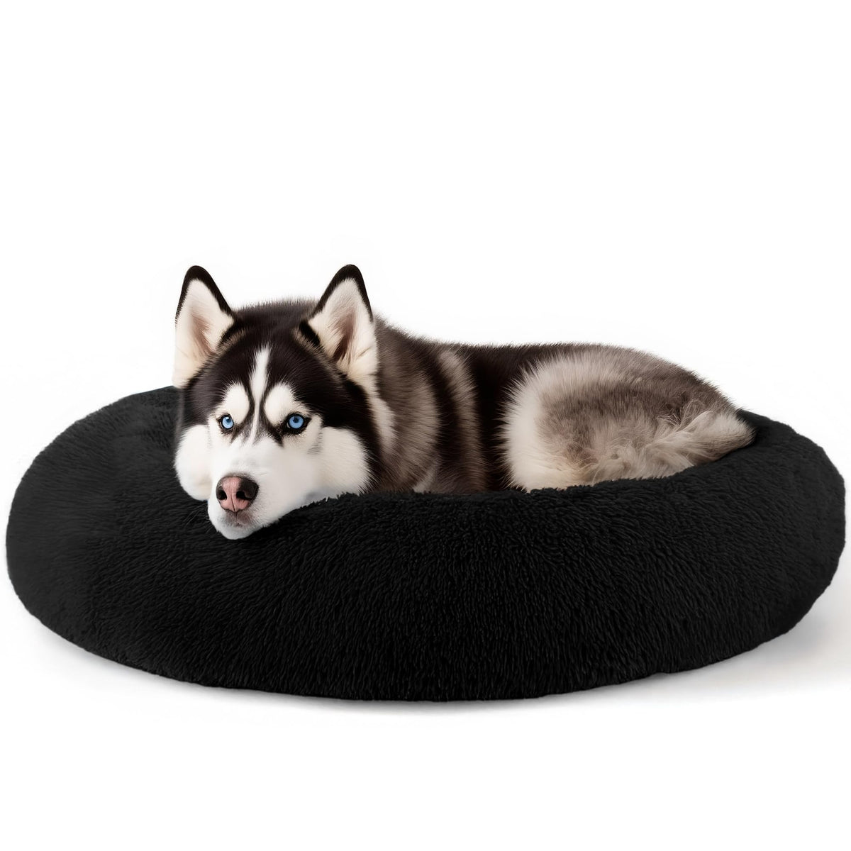 Hoewina Dog & Cat Bed for Indoor Cats, 20in Calming Donut Bed (Light Grey)