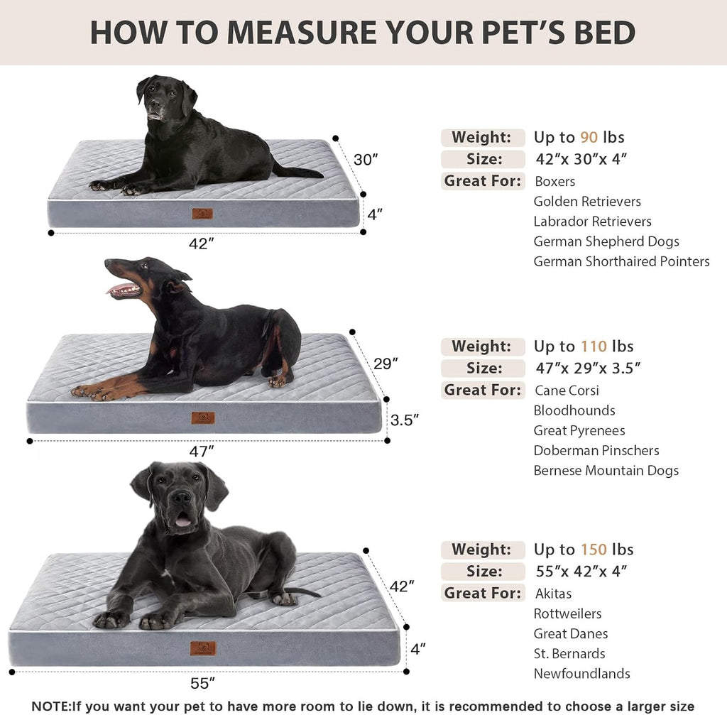 WNPETHOME Orthopedic Waterproof Extra Large Senior Dogs Bed for Comfy Sleep