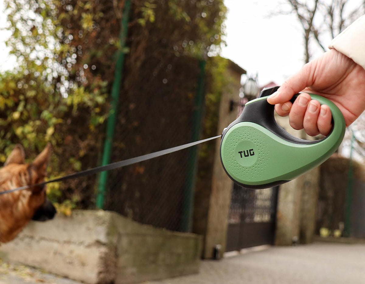 TUG Original Retractable Dog Leash, 16 ft (Medium, Green)