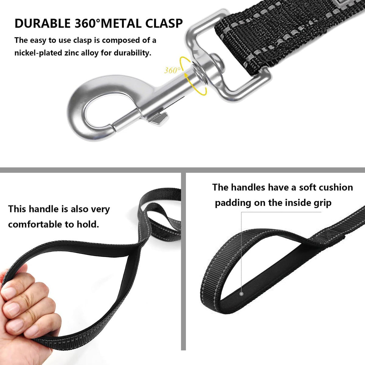 6 FT Basic Dog Leash for Medium Dogs,Black